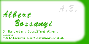 albert bossanyi business card